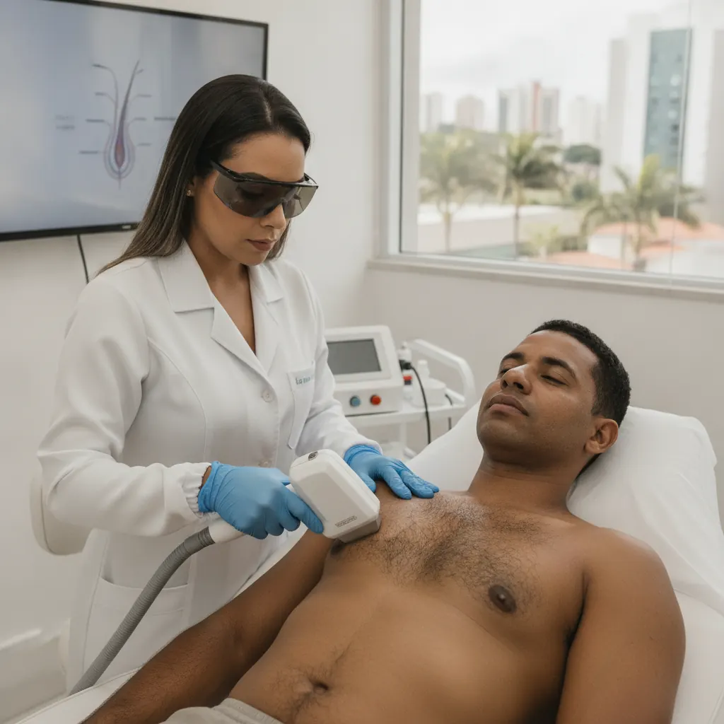 Depilação a Laser no Peito Masculino em Pele Escura em Goiânia