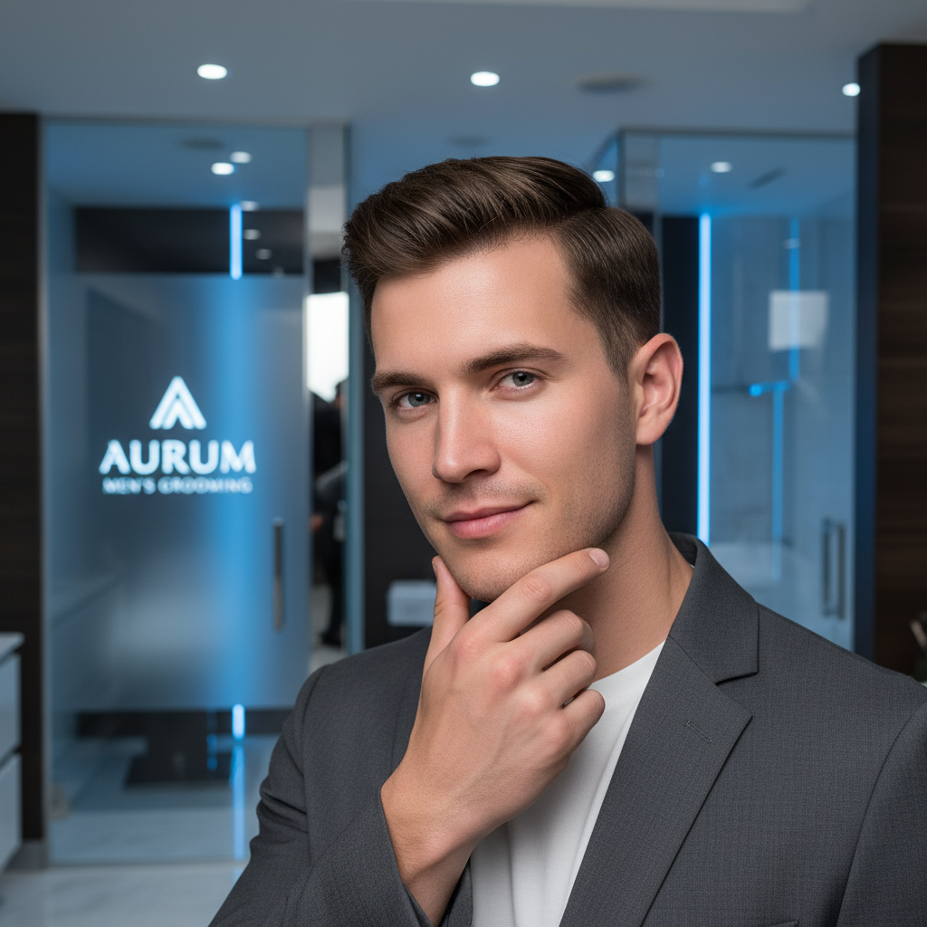 Homem satisfeito com resultado de tratamento estético na Clínica Elementus Goiânia