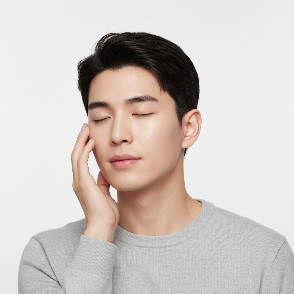 Homem com pele limpa e saudável — resultado de tratamento facial na Clínica Elementus