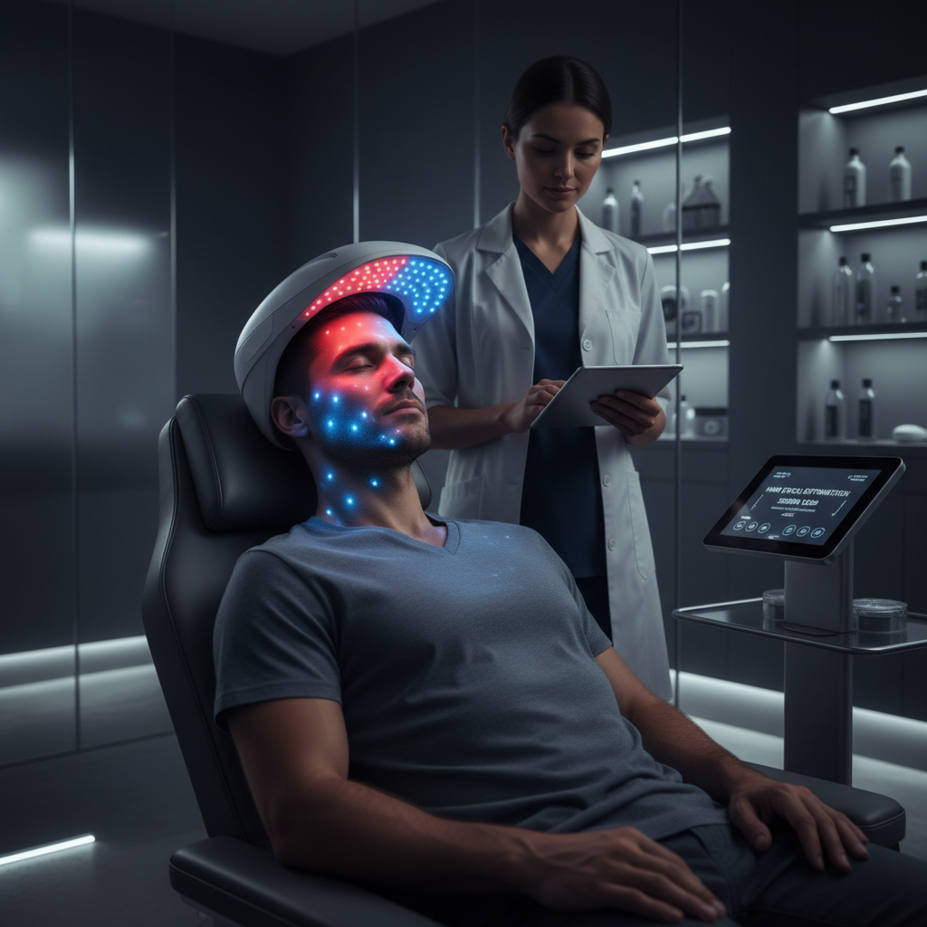 Terapia capilar com LED para tratamento de calvície — Clínica Elementus Goiânia