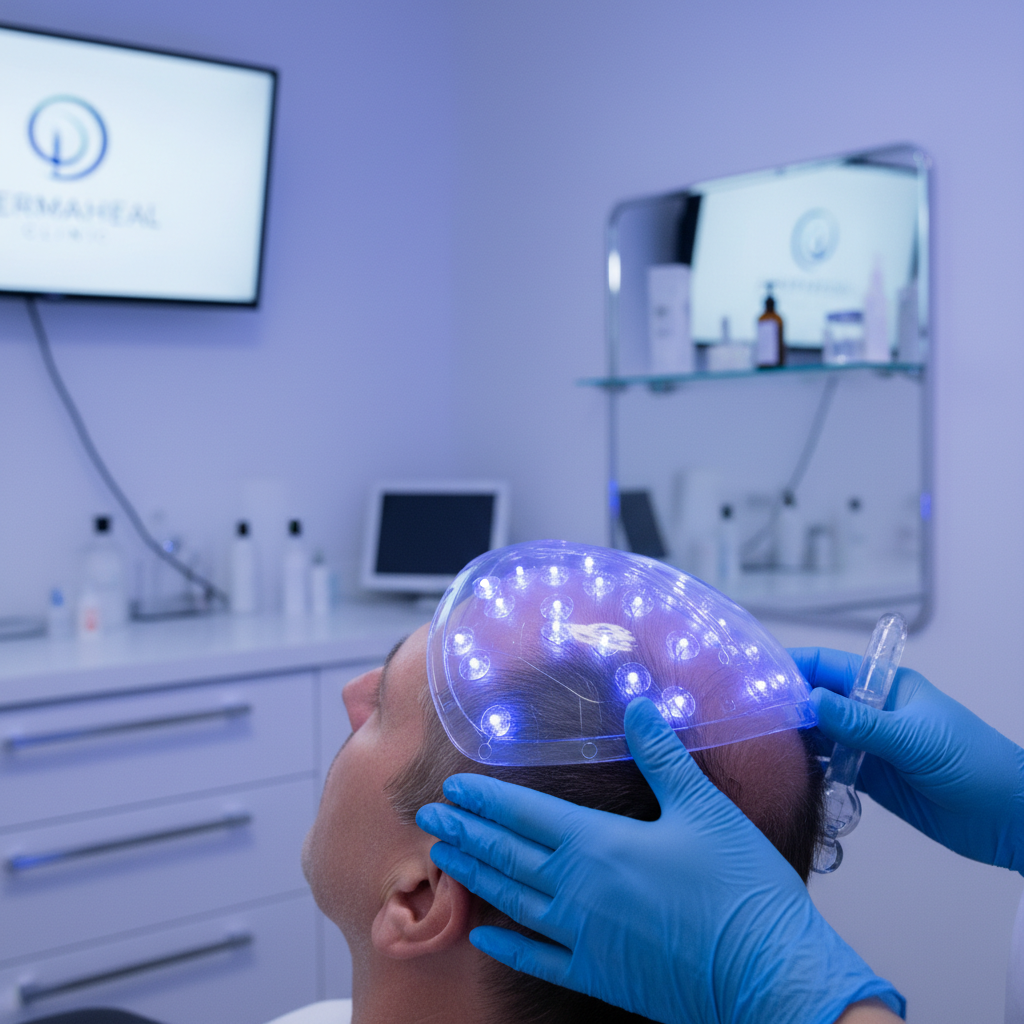 Sessão de tratamento capilar masculino com tecnologia avançada — Clínica Elementus Goiânia